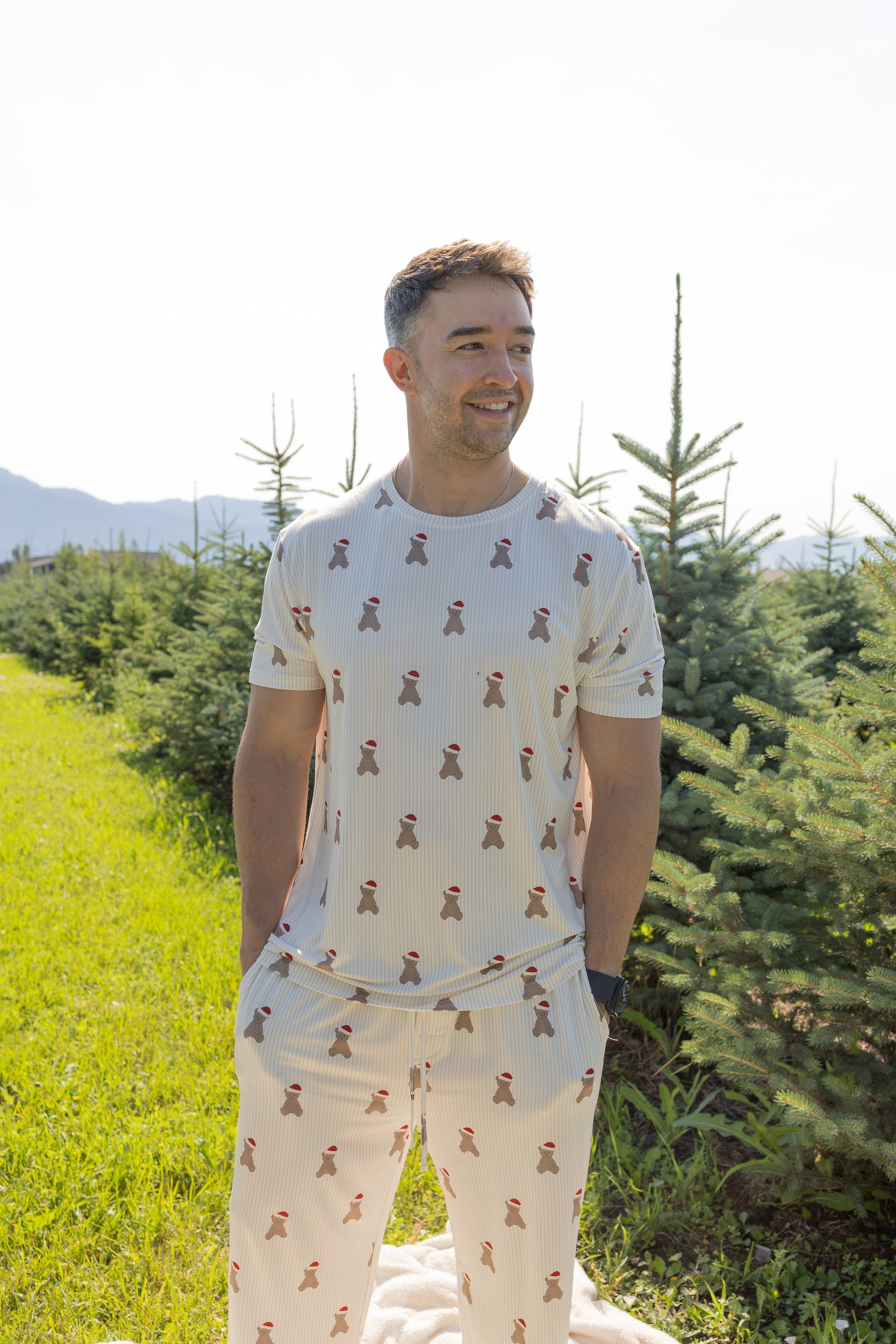 Men's Short Sleeve Pajamas | Santa Teddy