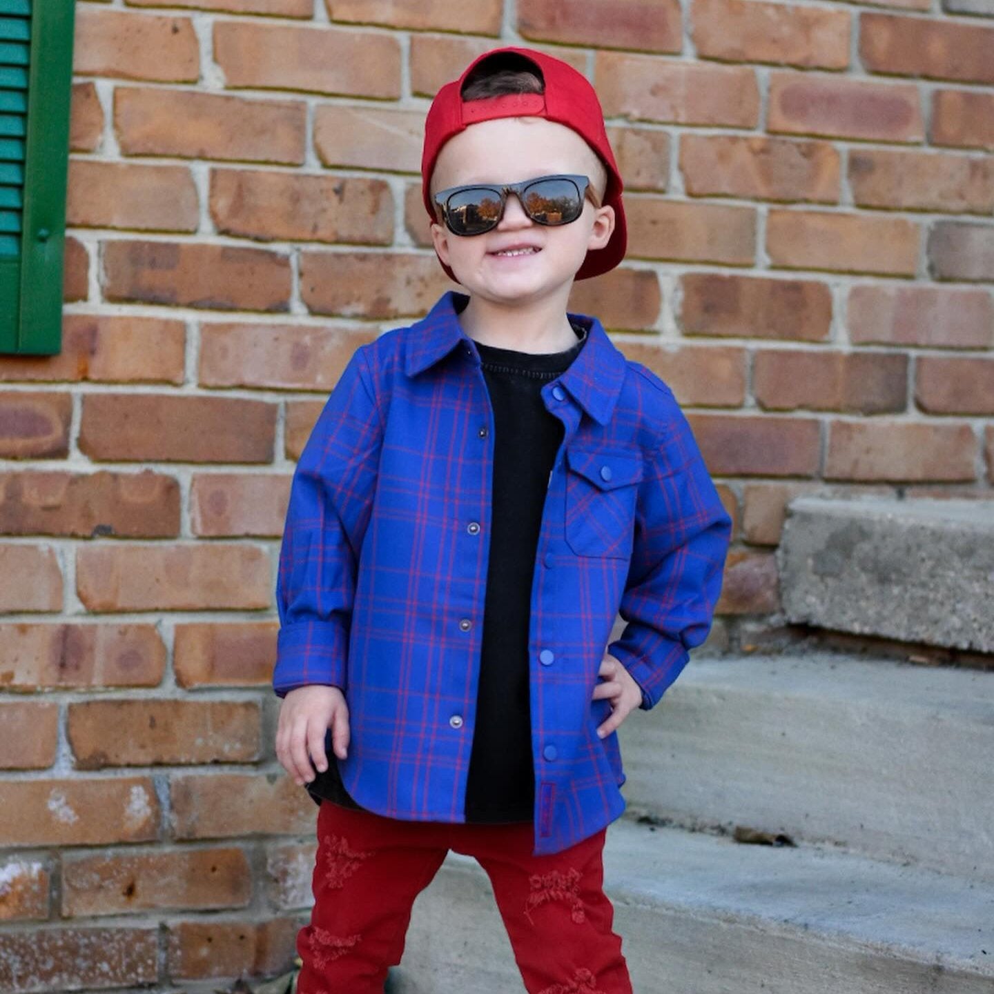 Vintage-inspired Kids Fast and Free Flannel for boys, eco-friendly and durable