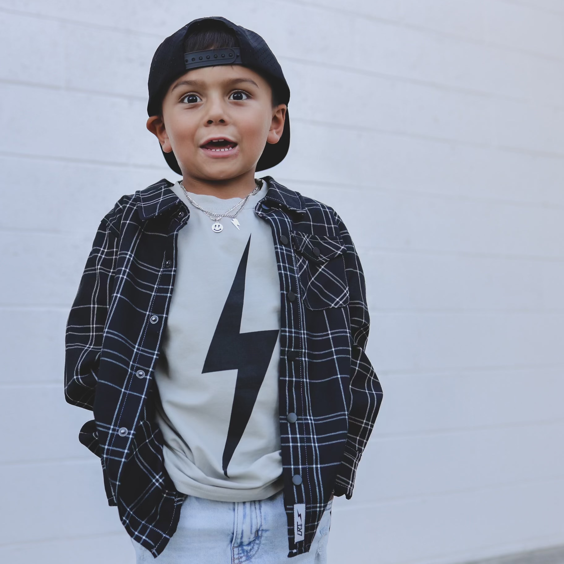 Vintage Inspired Kids Clothes, Little Rad Things, Greige Acid Wash Spark Tee. Free US Shipping over 100.