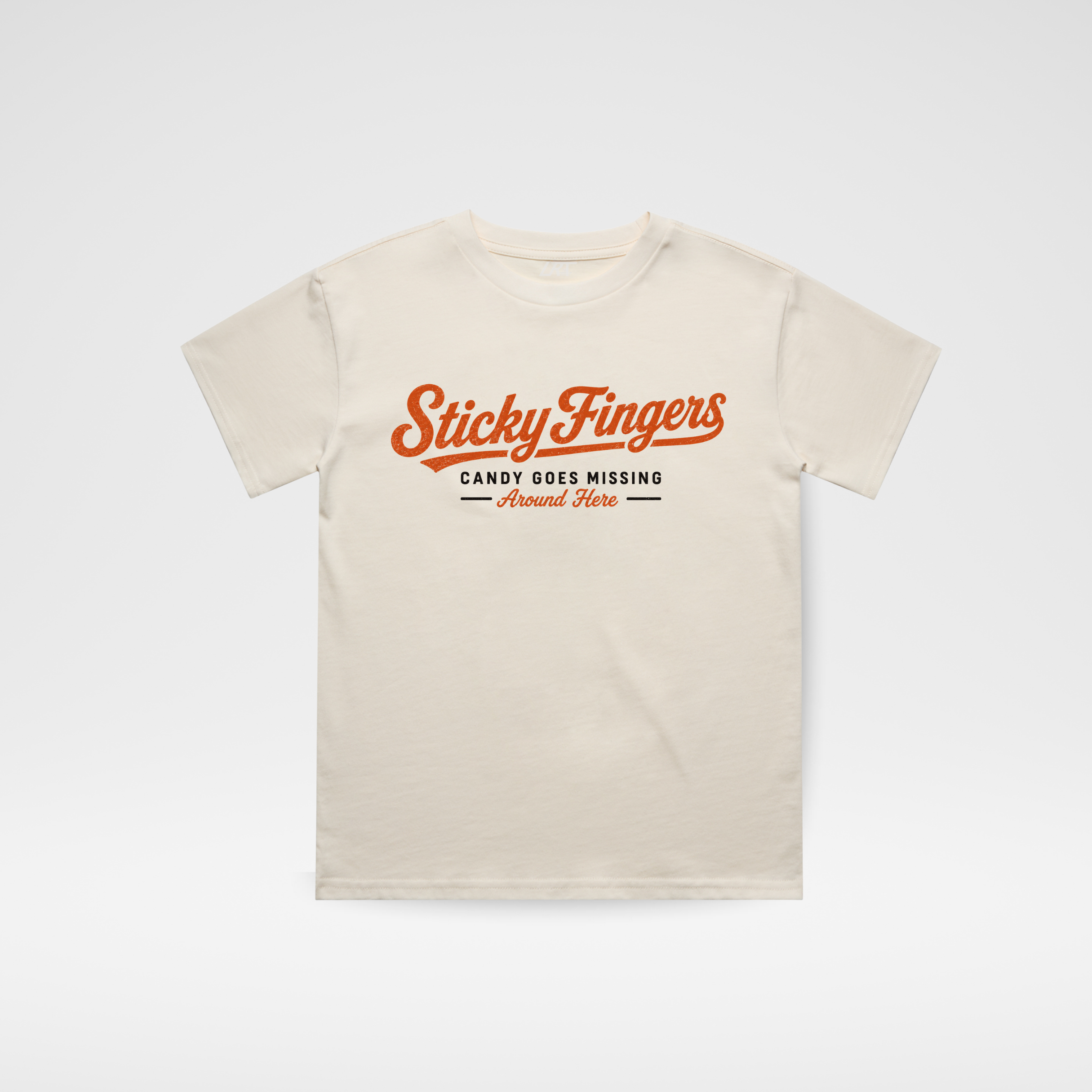 Funny Sticky Fingers Halloween shirt for toddlers and kids. Retro Halloween graphic tee made for candy lovers, trick-or-treating and spooky season fun.