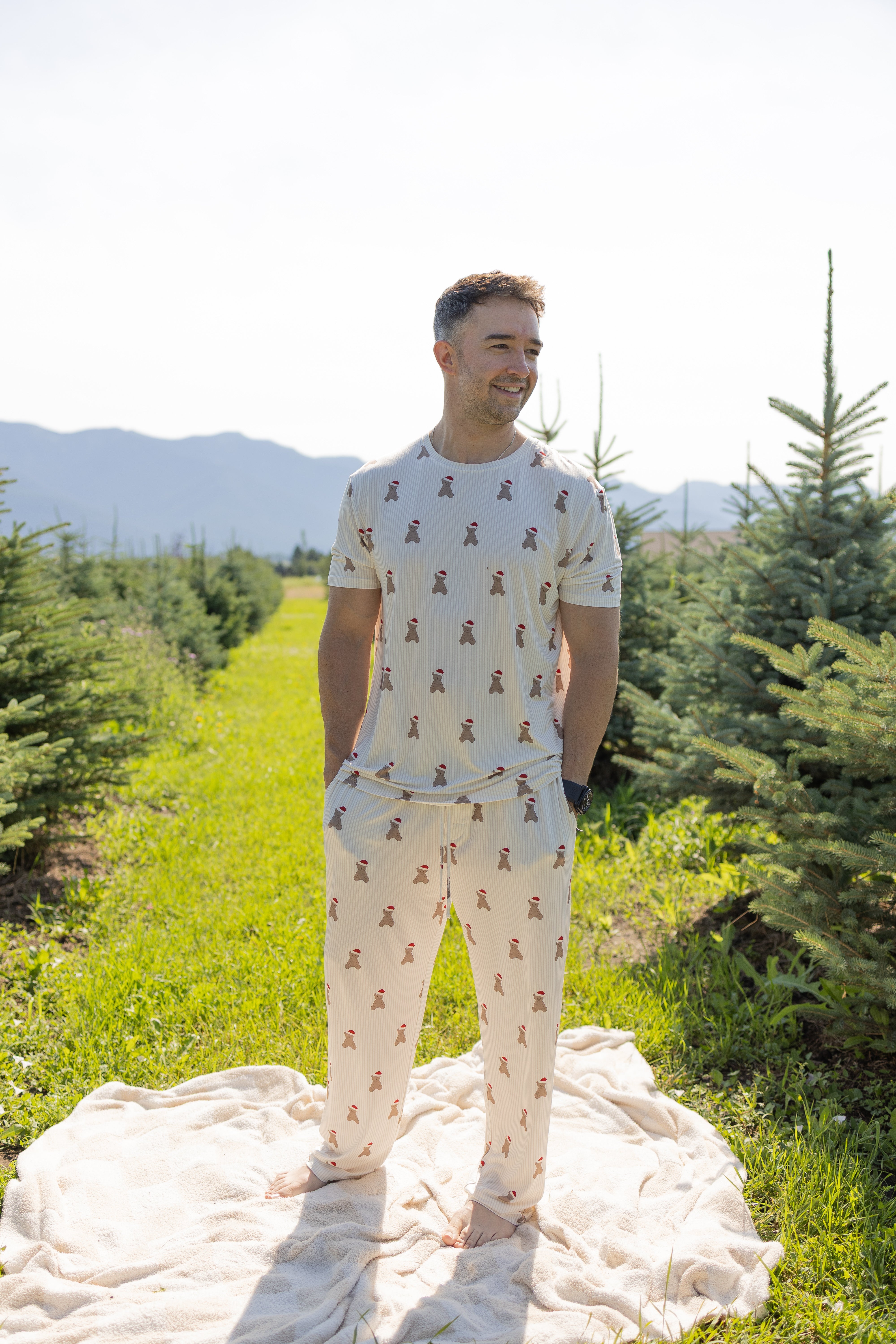 Men's Short Sleeve Pajamas | Santa Teddy