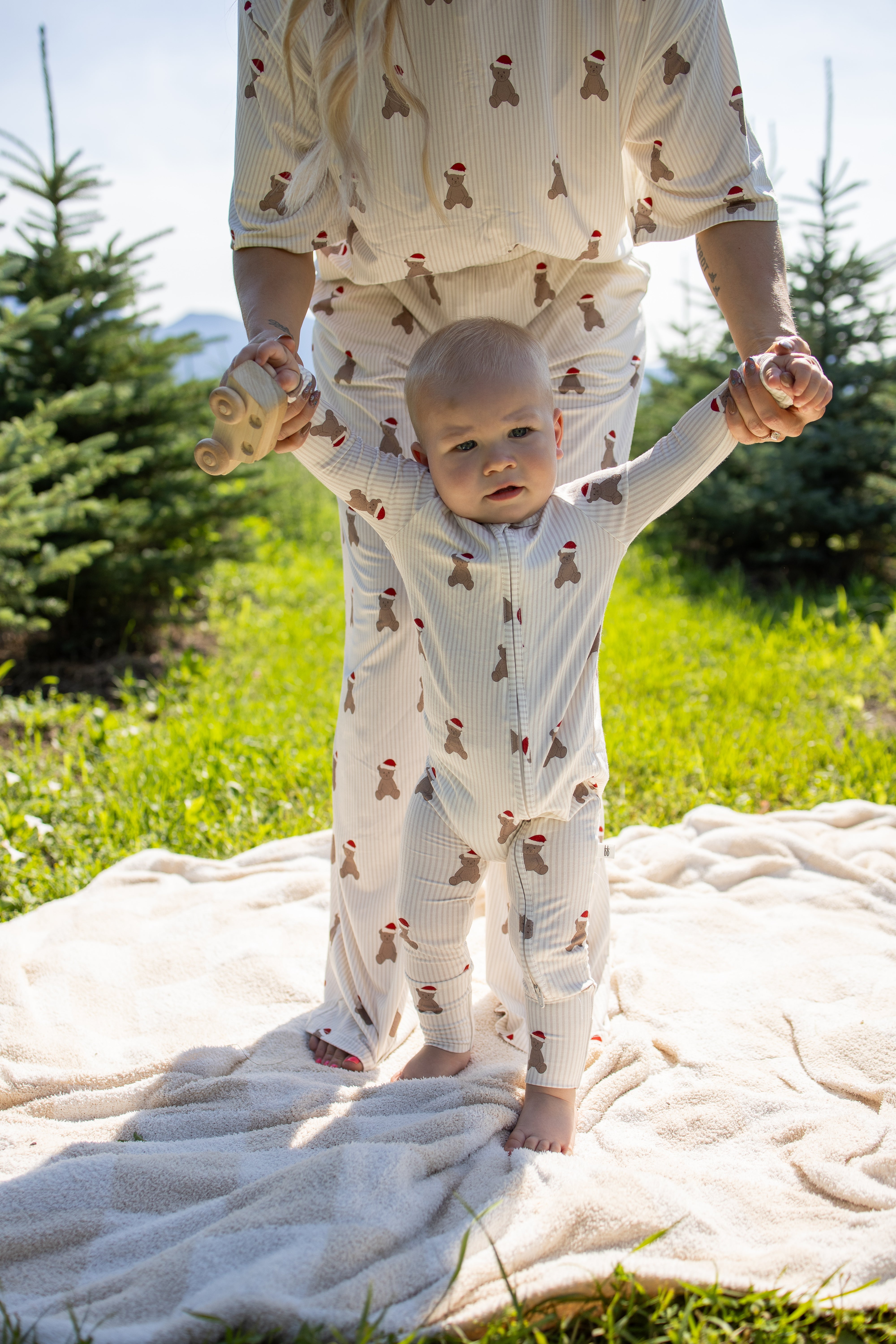 Bamboo Zip Pajamas | Santa Teddy