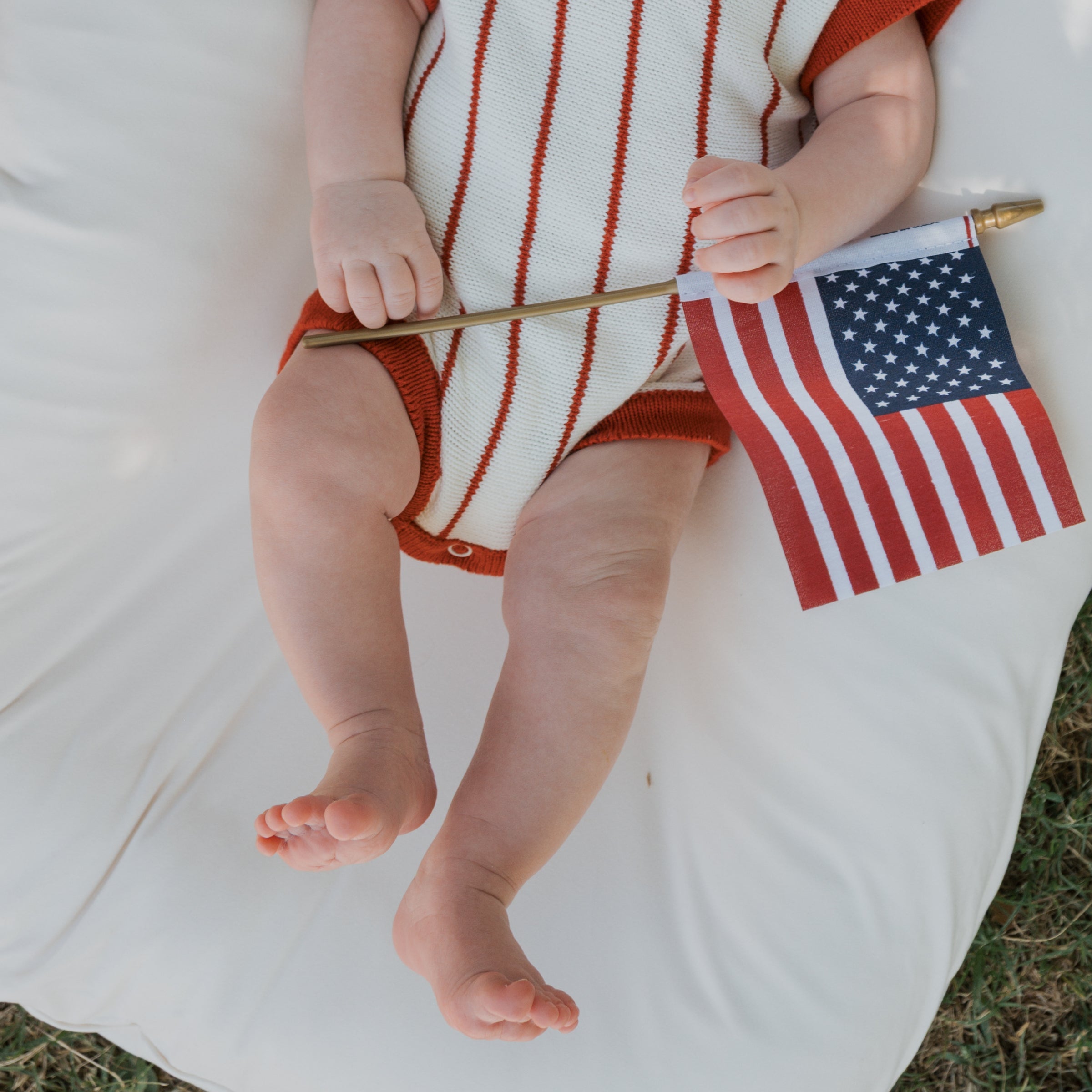 Knit Romper | Picnic Pinstripe