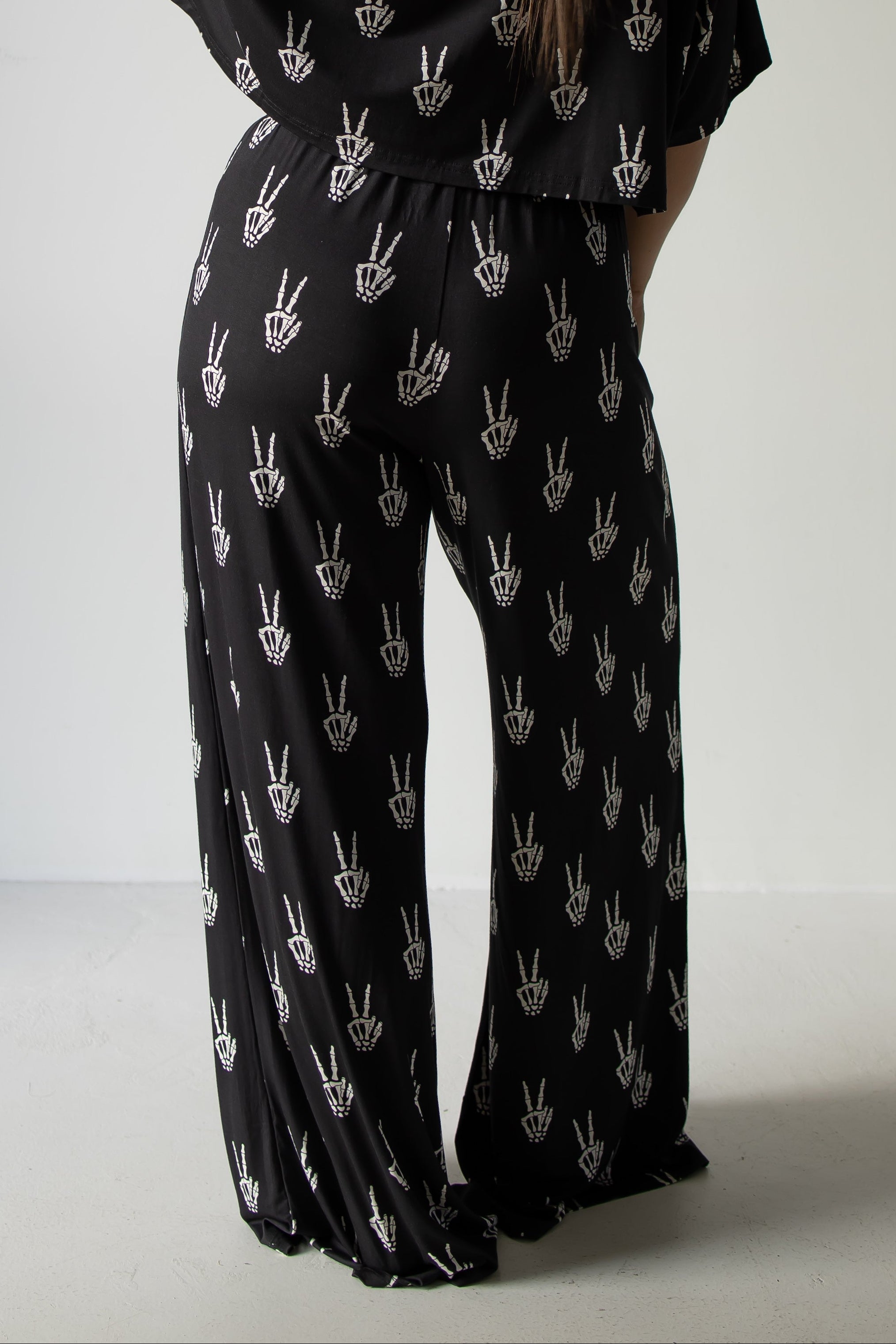 PRE- ORDER ships October 9th |Women's Bamboo Crop Tee Lounge Set | Midnight Skelly