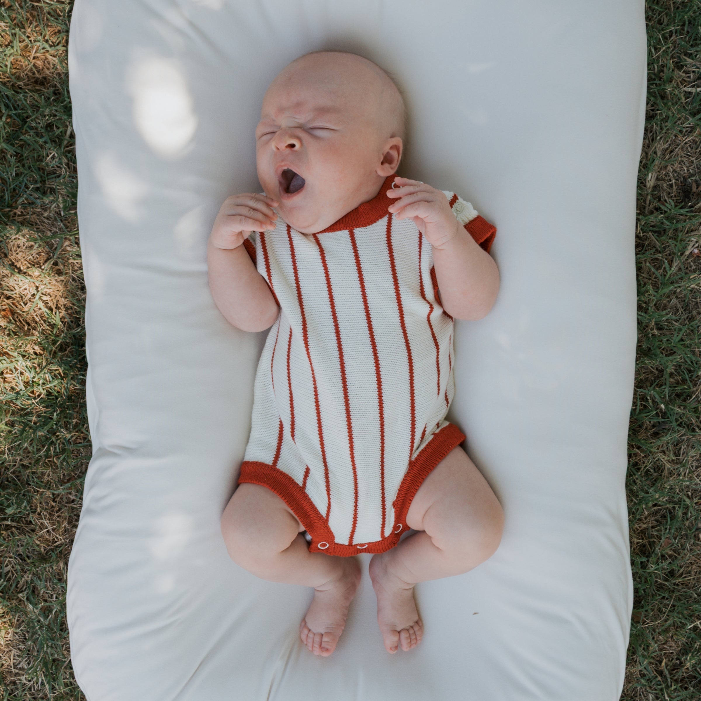 Knit Romper | Picnic Pinstripe