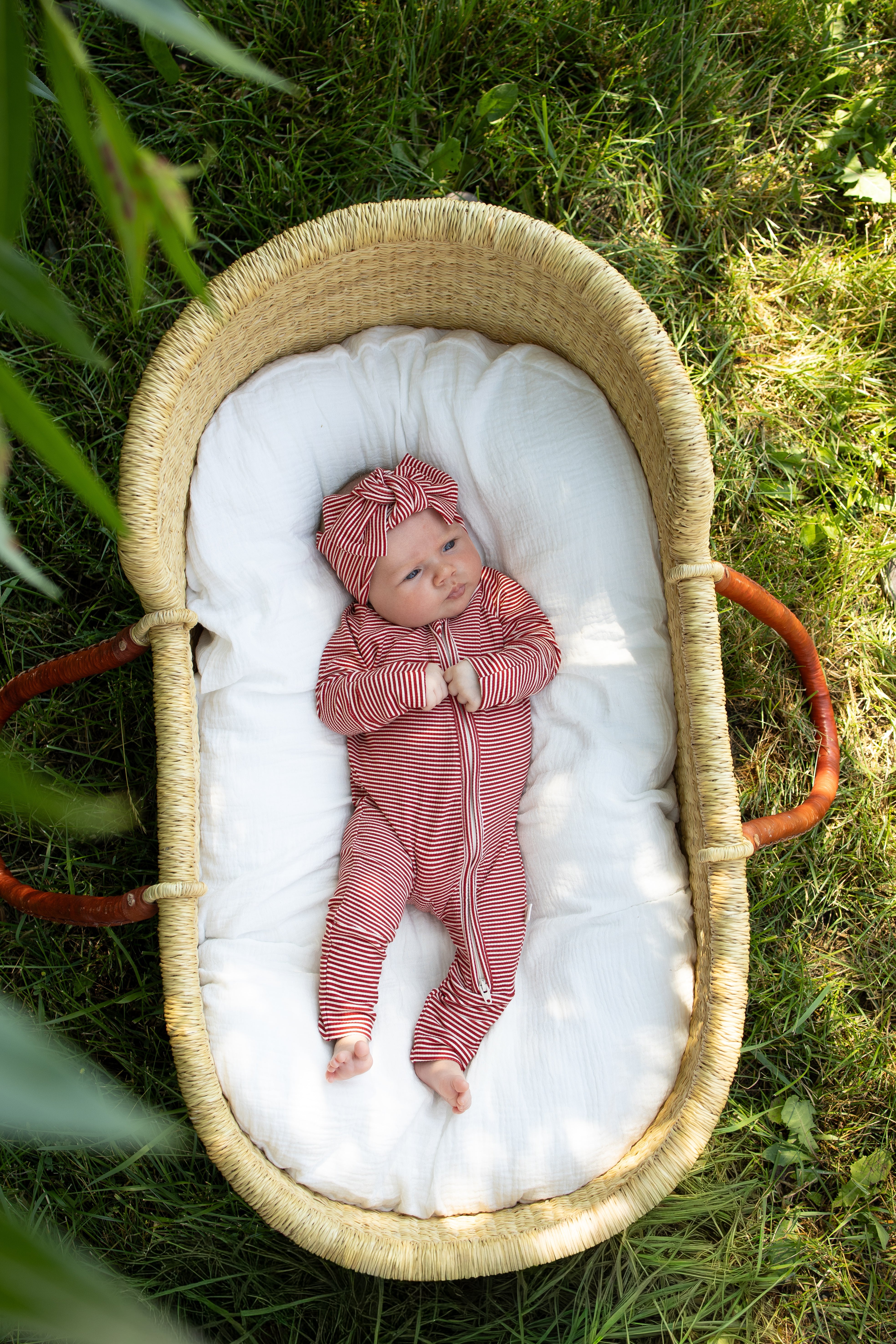 Bamboo Zip Pajamas | Peppermint Stripe Ribbed