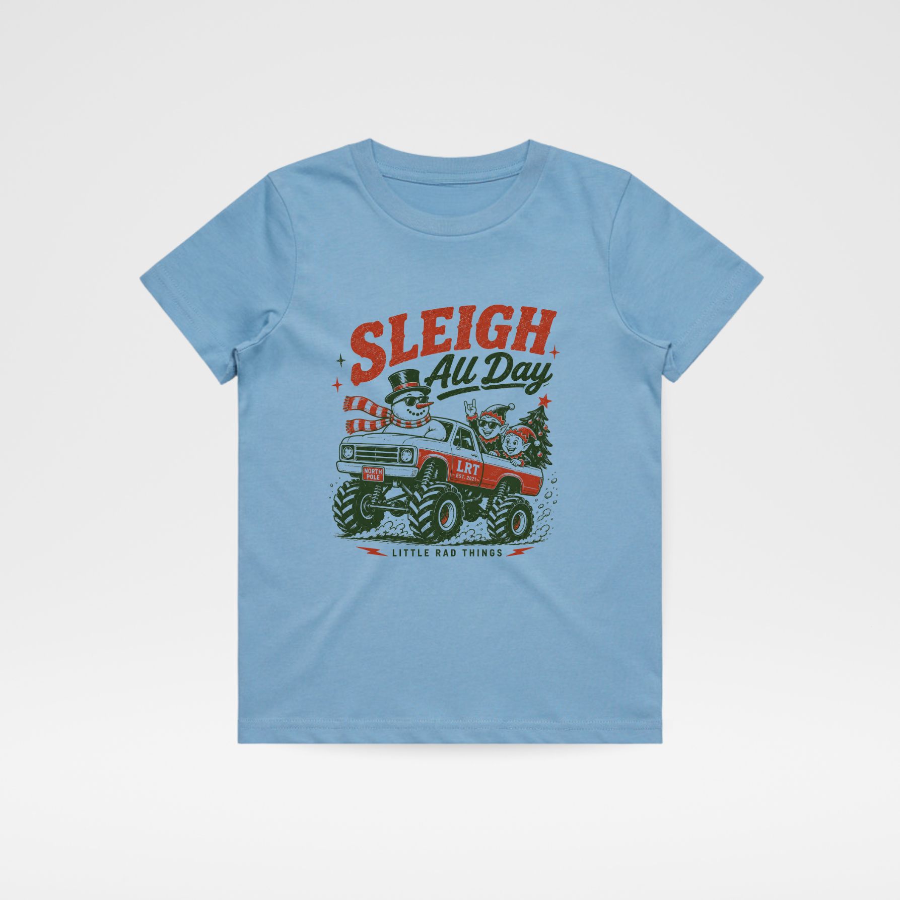 SLEIGH ALL DAY TODDLER CHRISTMAS MONSTER TRUCK TEE - BLUE