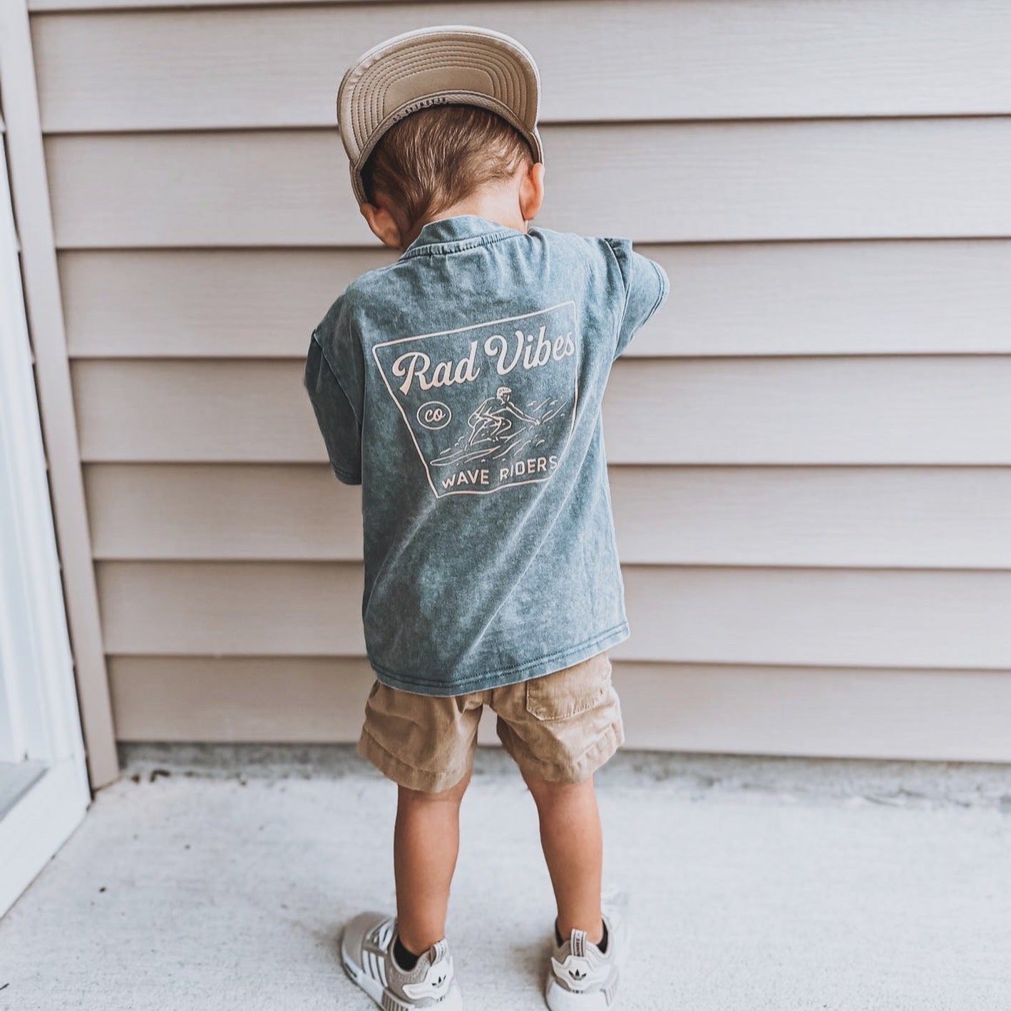 Cool infant toddler kids boys clothes retro inspired kids maverick graphic tee in blue little rad things