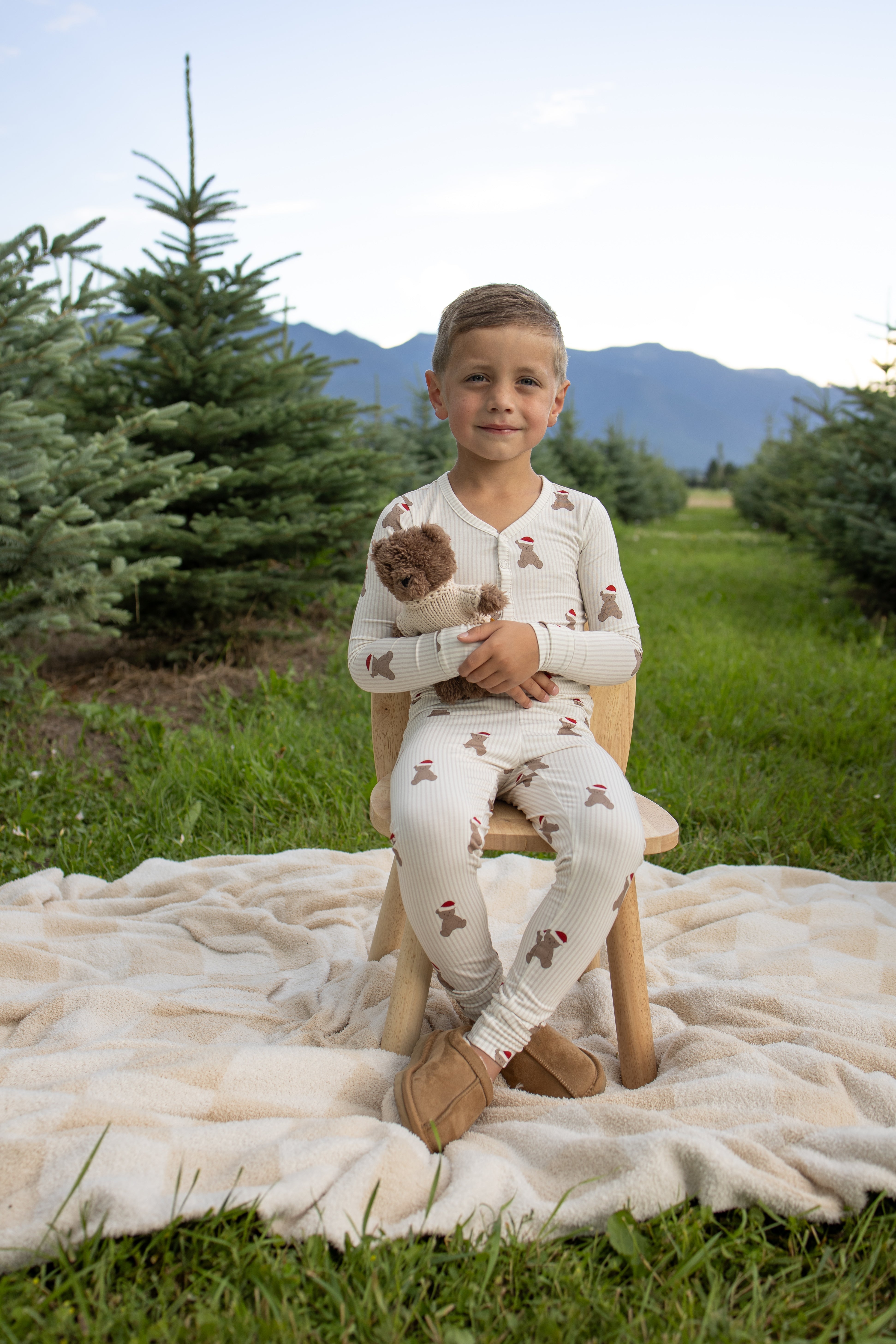Bamboo Two Piece Pajamas | Santa Teddy