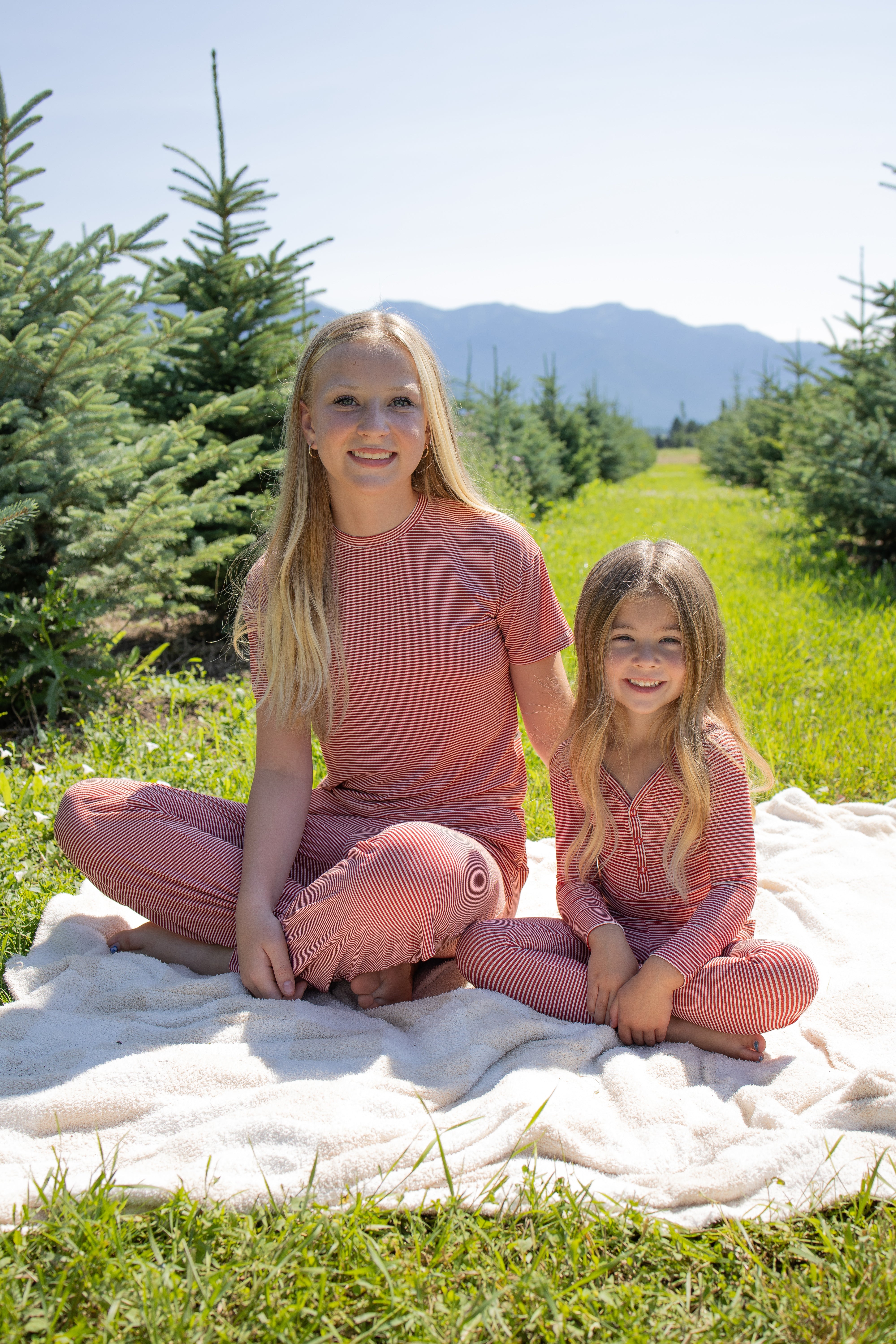 Child Boxy Tee Lounge Set | Peppermint Stripe Ribbed