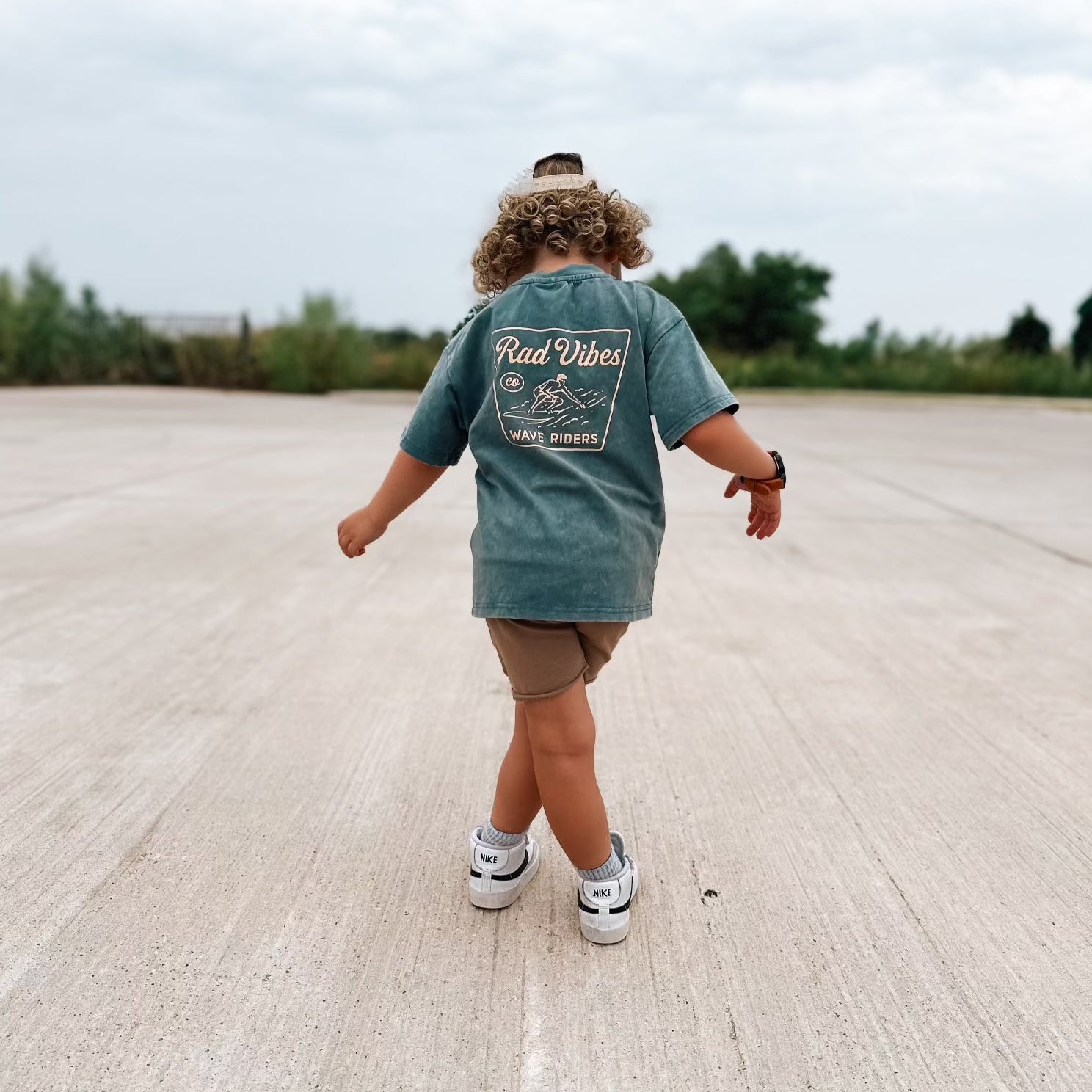 Cool infant toddler kids boys clothes retro inspired kids maverick graphic tee in blue little rad things