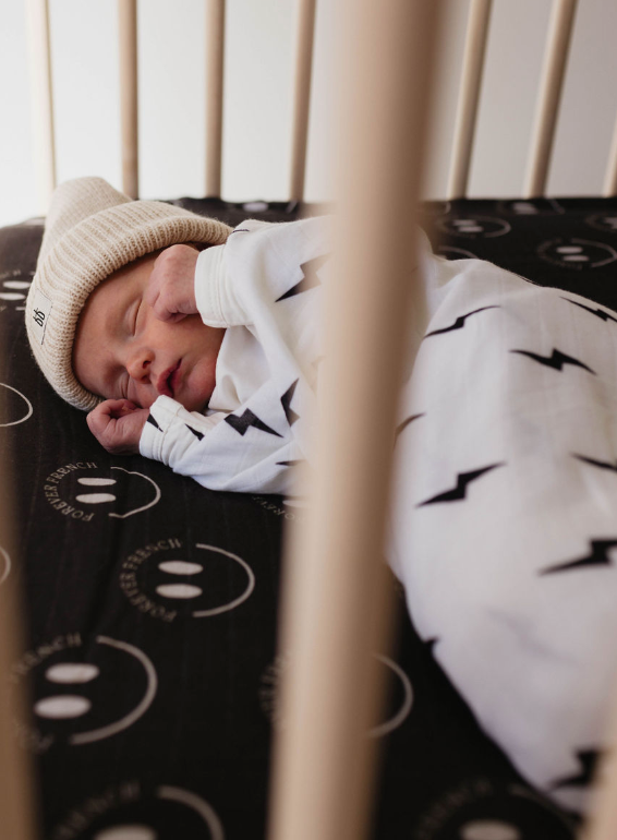 Muslin Swaddle | White & Black Lightning Bolt