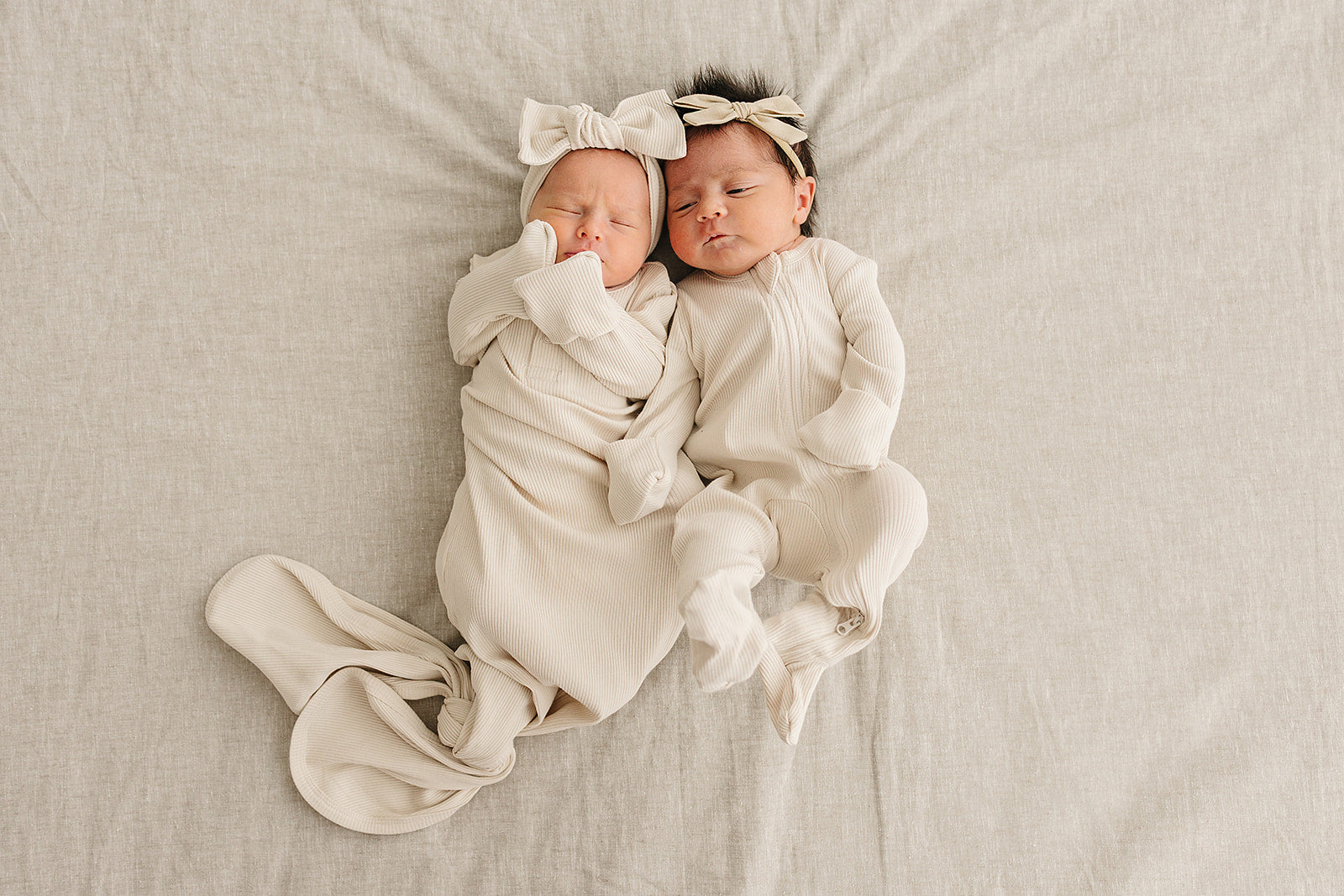 Cream Ribbed Bamboo Zipper