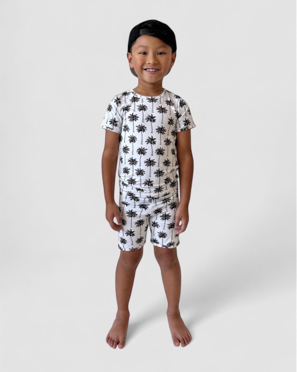 Bamboo Shorts Set | Palm Style White - LITTLE RAD THINGS