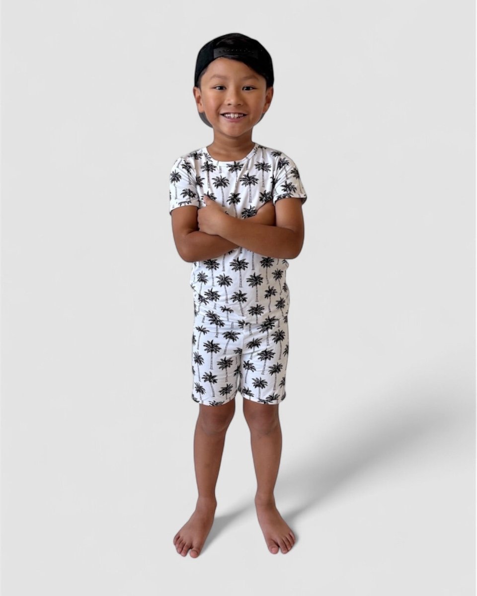 Bamboo Shorts Set | Palm Style White - LITTLE RAD THINGS