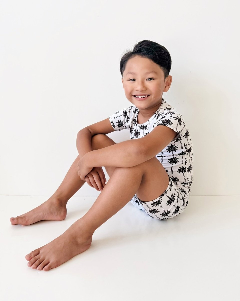 Bamboo Shorts Set | Palm Style White - LITTLE RAD THINGS