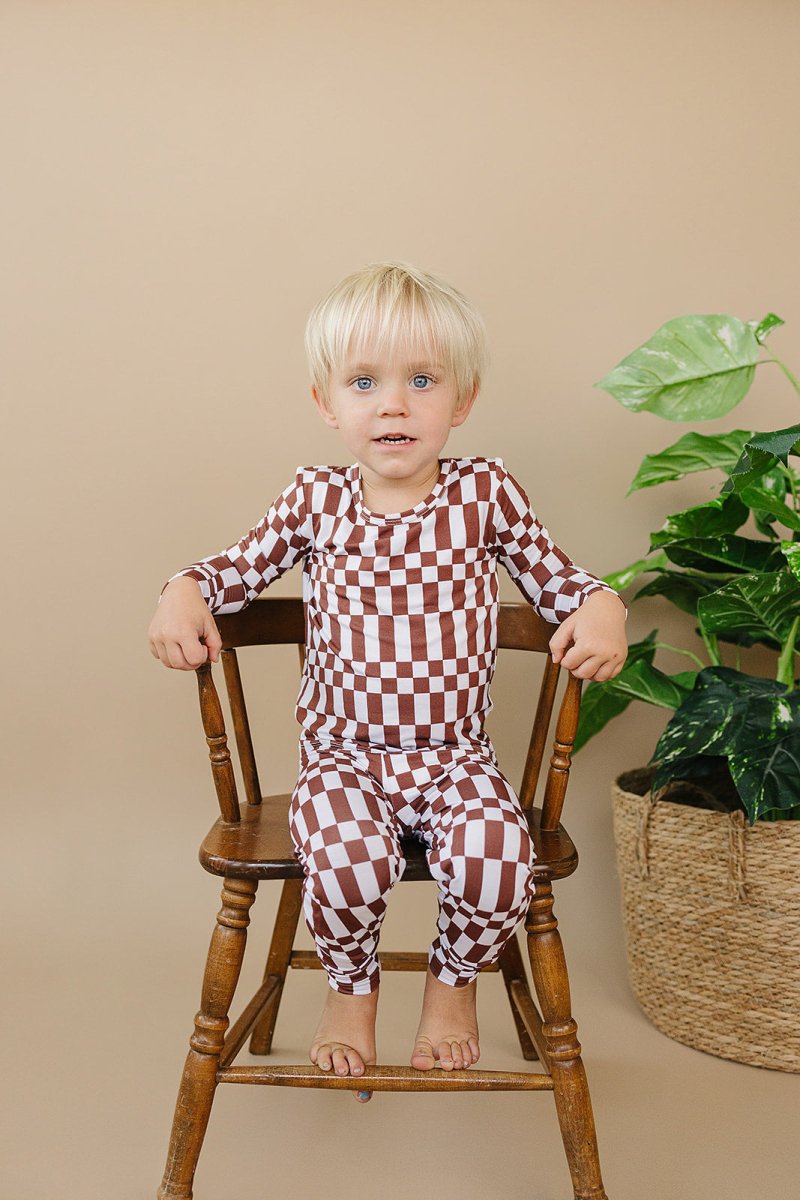 Bamboo Two Piece Set | Chocolate Checkered - LITTLE RAD THINGS