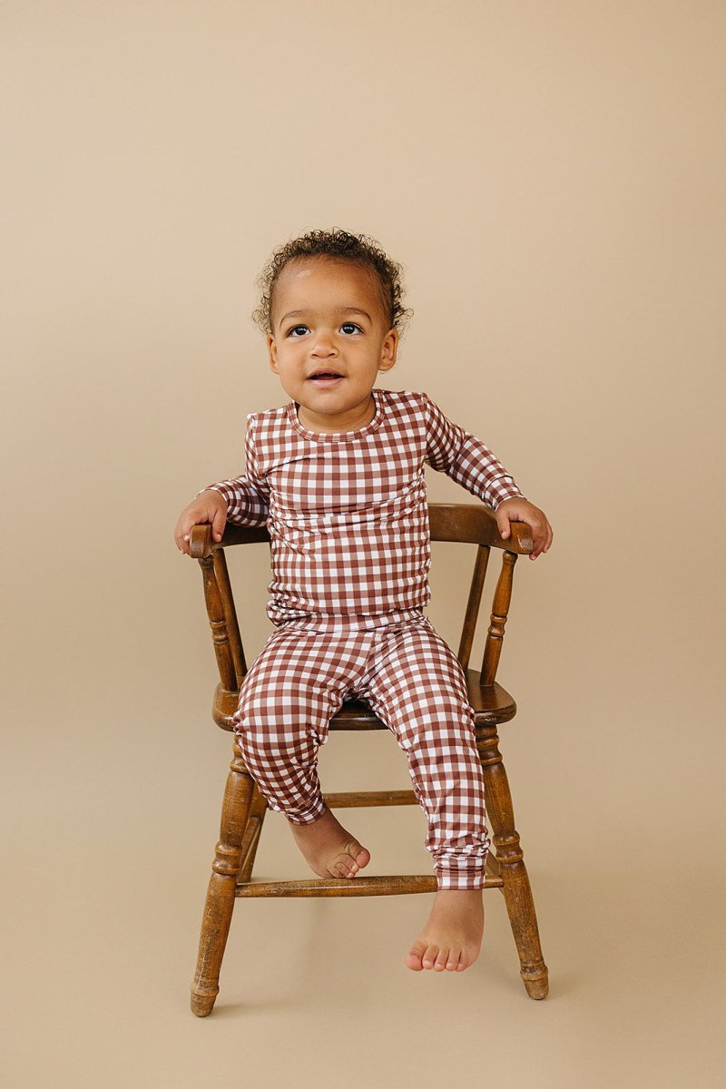 Bamboo Two Piece Set | Chocolate Gingham - LITTLE RAD THINGS