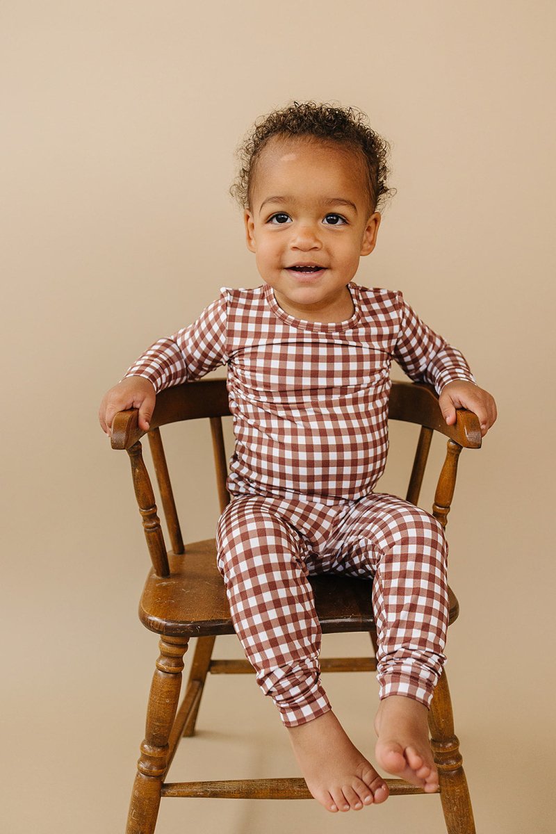 Bamboo Two Piece Set | Chocolate Gingham - LITTLE RAD THINGS