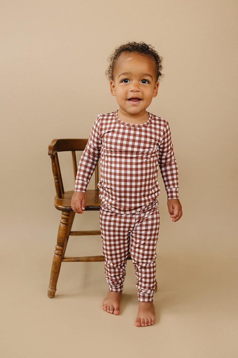 Bamboo Two Piece Set | Chocolate Gingham - LITTLE RAD THINGS