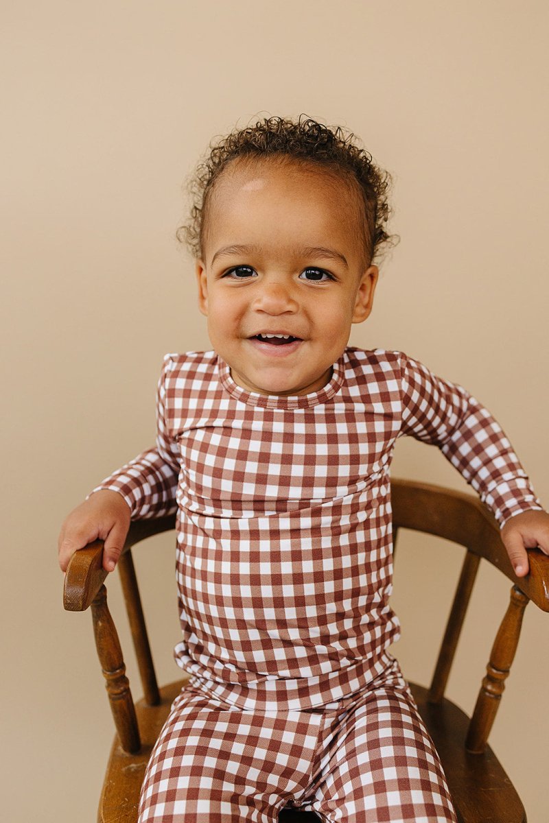 Bamboo Two Piece Set | Chocolate Gingham - LITTLE RAD THINGS