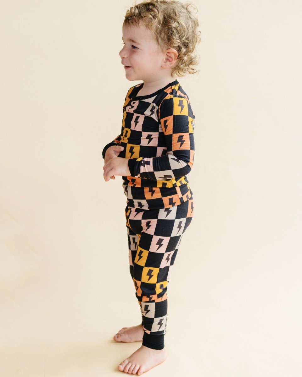 Bamboo Two Piece Set | Colorful Checks & Bolts - LITTLE RAD THINGS