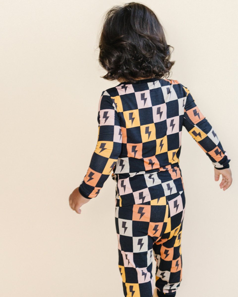 Bamboo Two Piece Set | Colorful Checks & Bolts - LITTLE RAD THINGS