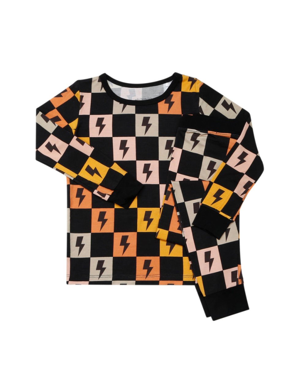 Bamboo Two Piece Set | Colorful Checks & Bolts - LITTLE RAD THINGS