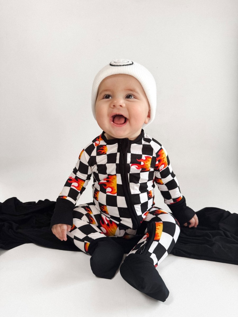 Bamboo Zip Romper | Checker Blaze - LITTLE RAD THINGS
