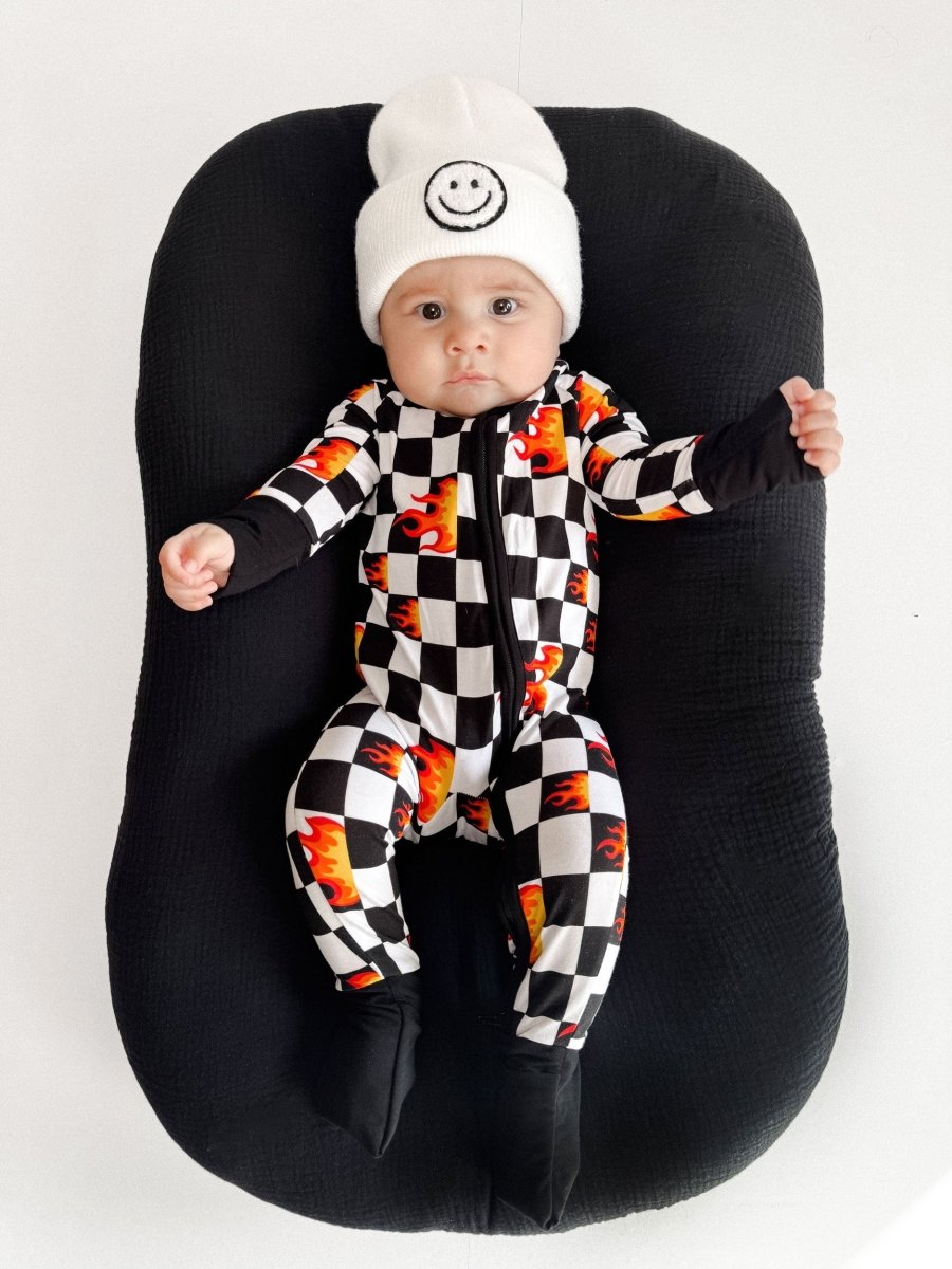 Bamboo Zip Romper | Checker Blaze - LITTLE RAD THINGS