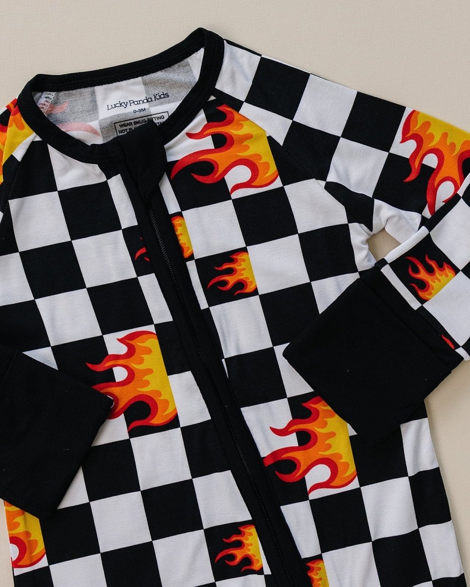 Bamboo Zip Romper | Checker Blaze - LITTLE RAD THINGS