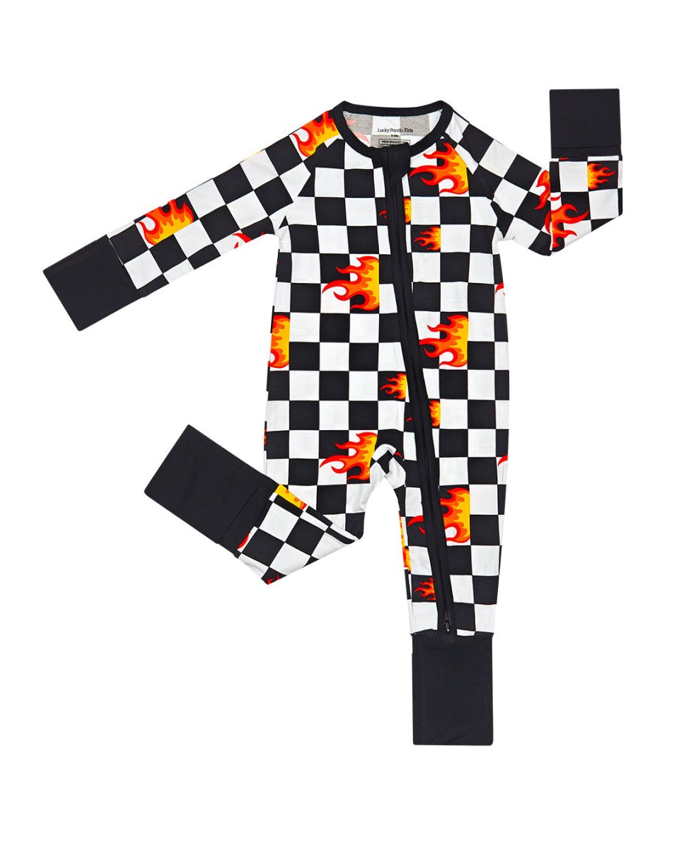 Bamboo Zip Romper | Checker Blaze - LITTLE RAD THINGS