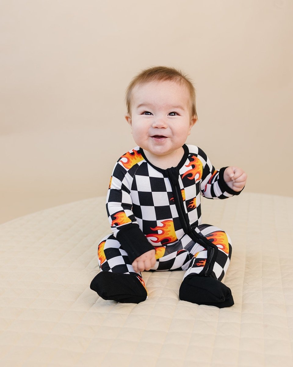 Bamboo Zip Romper | Checker Blaze - LITTLE RAD THINGS