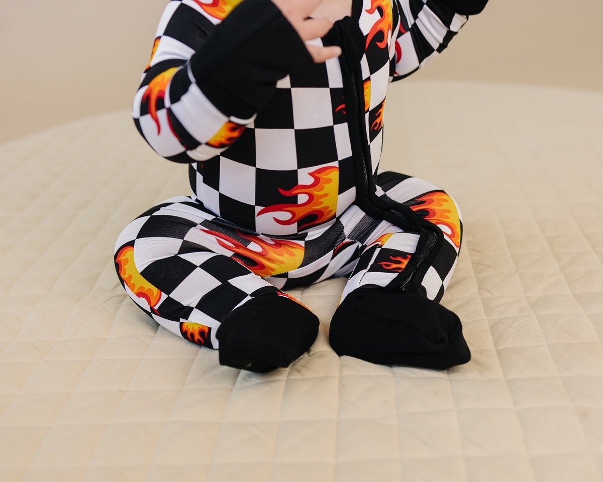 Bamboo Zip Romper | Checker Blaze - LITTLE RAD THINGS