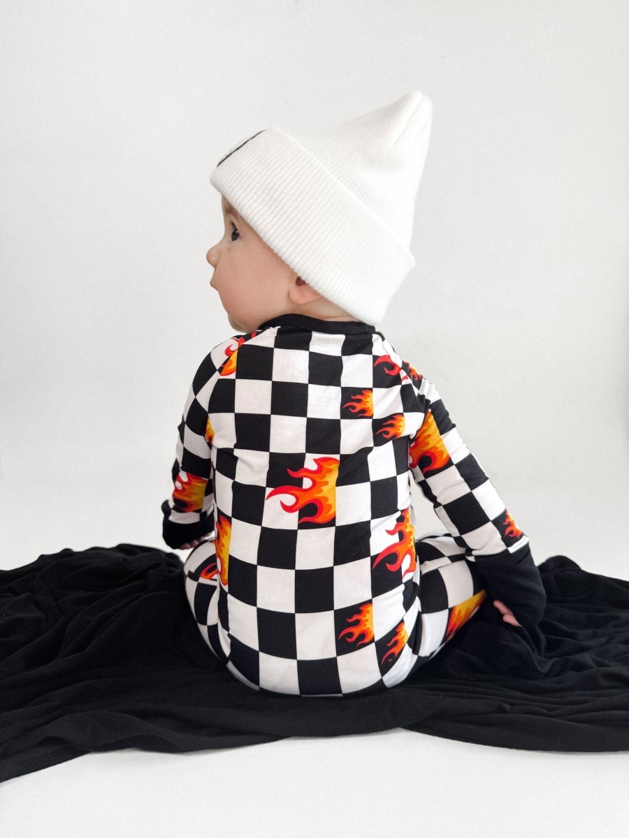 Bamboo Zip Romper | Checker Blaze - LITTLE RAD THINGS