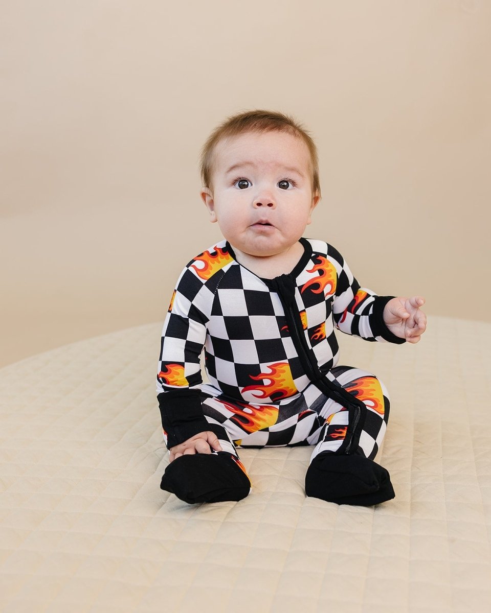 Bamboo Zip Romper | Checker Blaze - LITTLE RAD THINGS