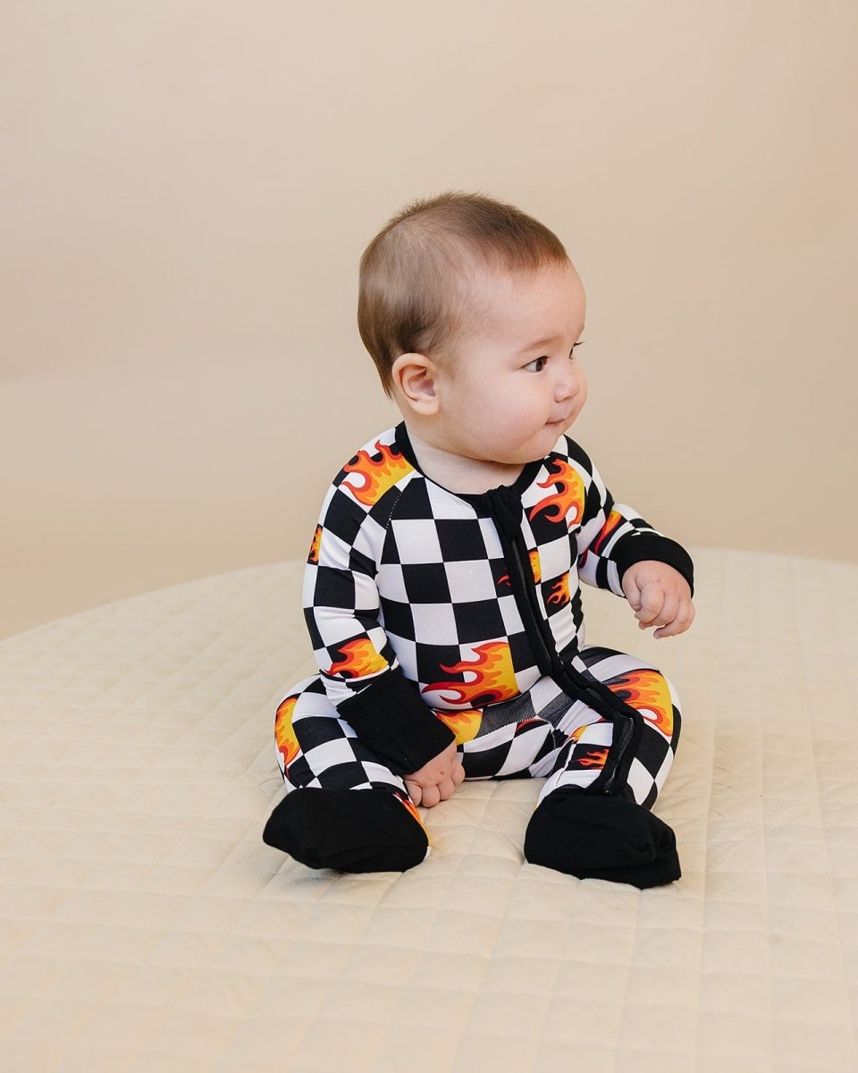 Bamboo Zip Romper | Checker Blaze - LITTLE RAD THINGS