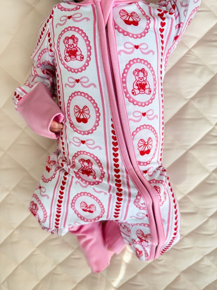 Bamboo Zip Romper | Cherry Bear - LITTLE RAD THINGS