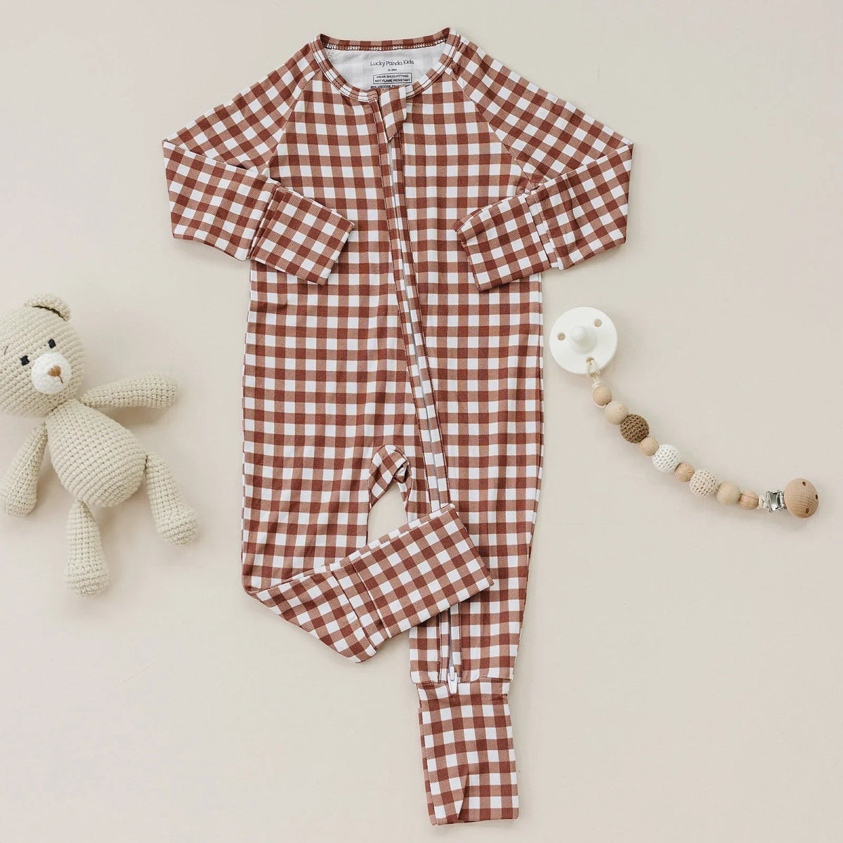 Bamboo Zip Romper | Chocolate Gingham - LITTLE RAD THINGS