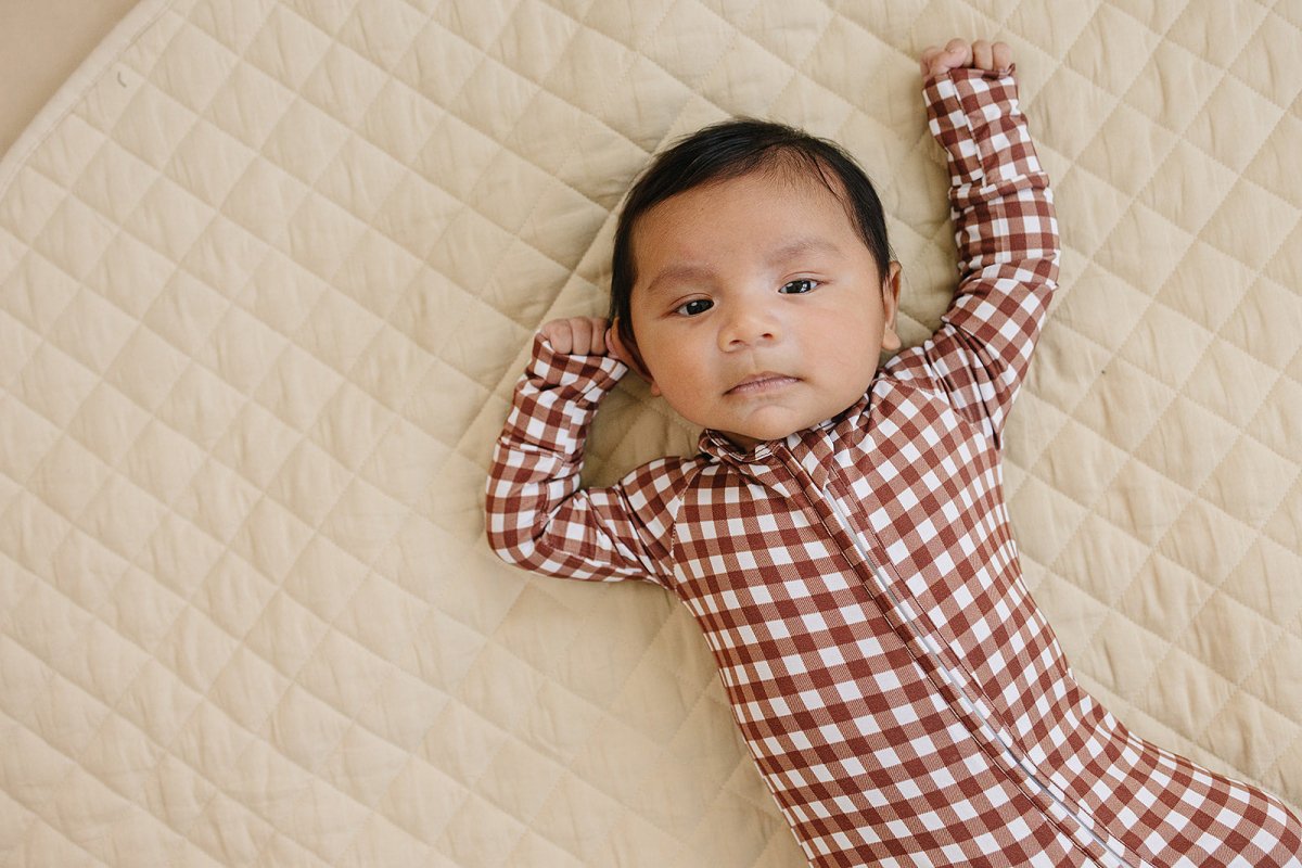 Bamboo Zip Romper | Chocolate Gingham - LITTLE RAD THINGS