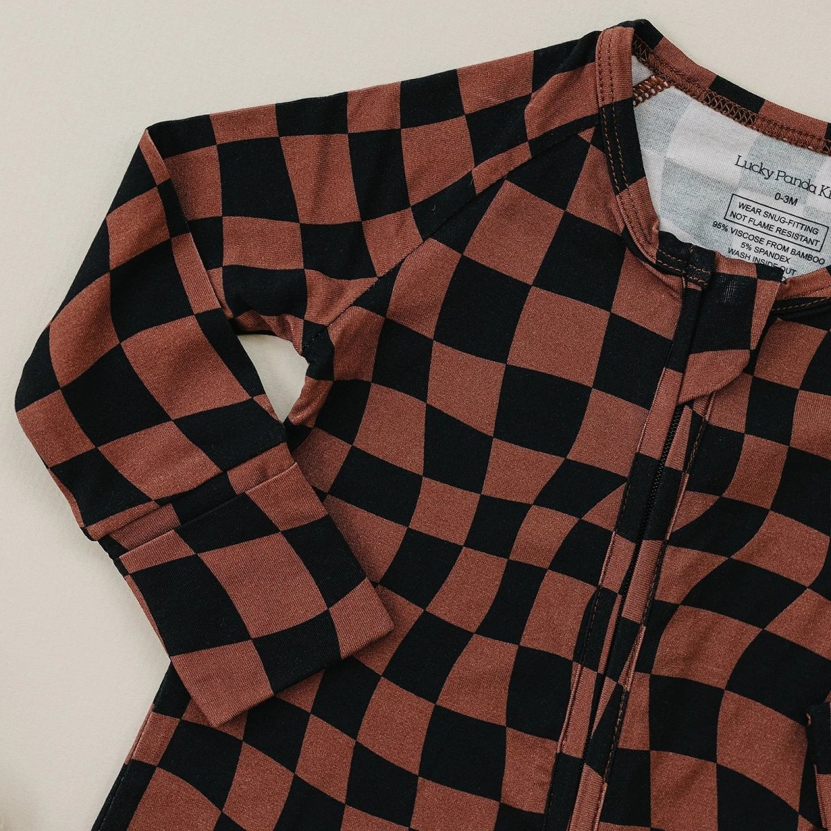 Bamboo Zip Romper | Chocolate Wavy Checkered - LITTLE RAD THINGS