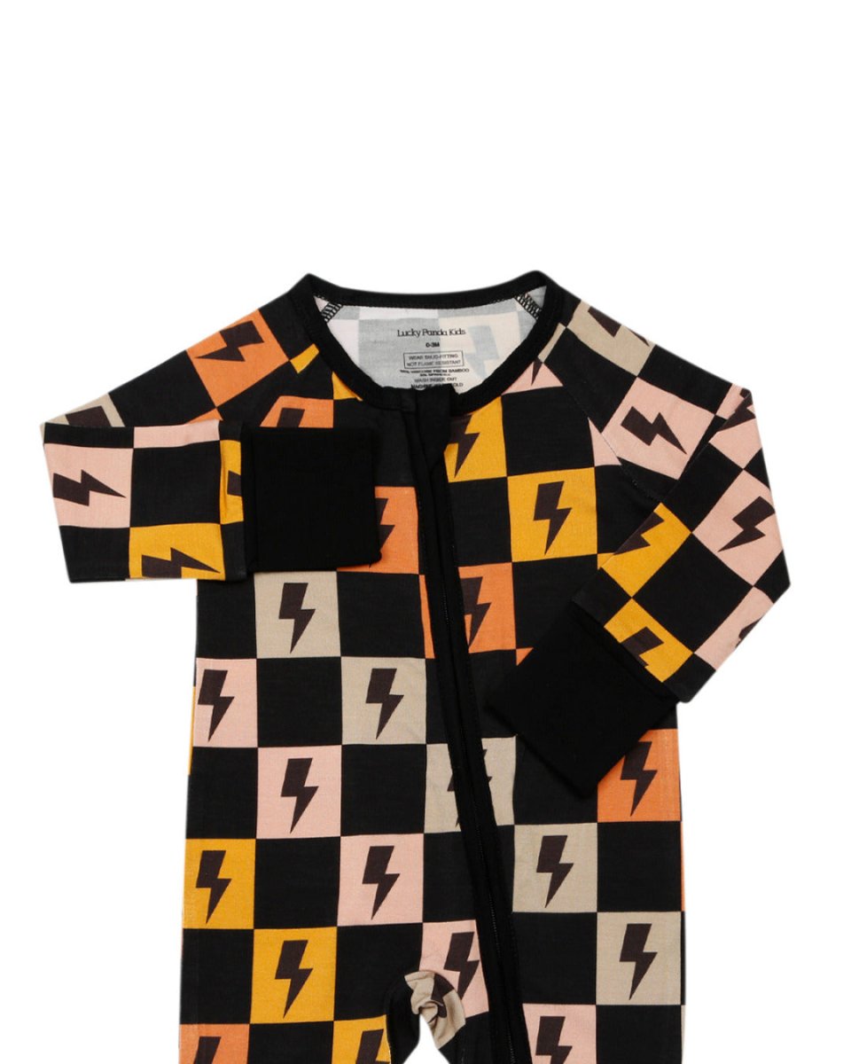 Bamboo Zip Romper | Colorful Checks & Bolts - LITTLE RAD THINGS