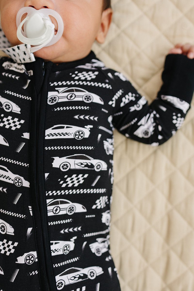 Bamboo Zip Romper | Race Cars - LITTLE RAD THINGS