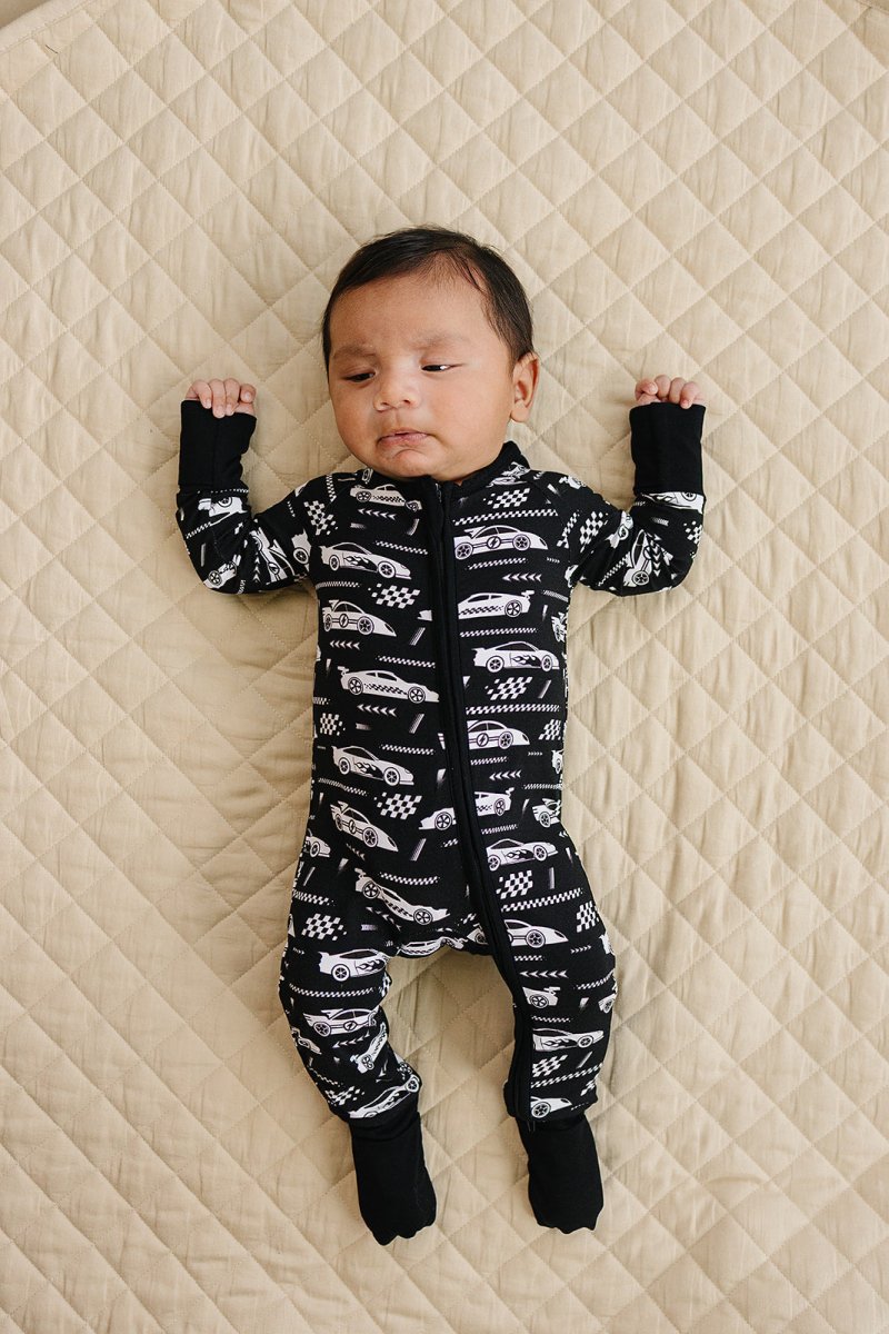 Bamboo Zip Romper | Race Cars - LITTLE RAD THINGS