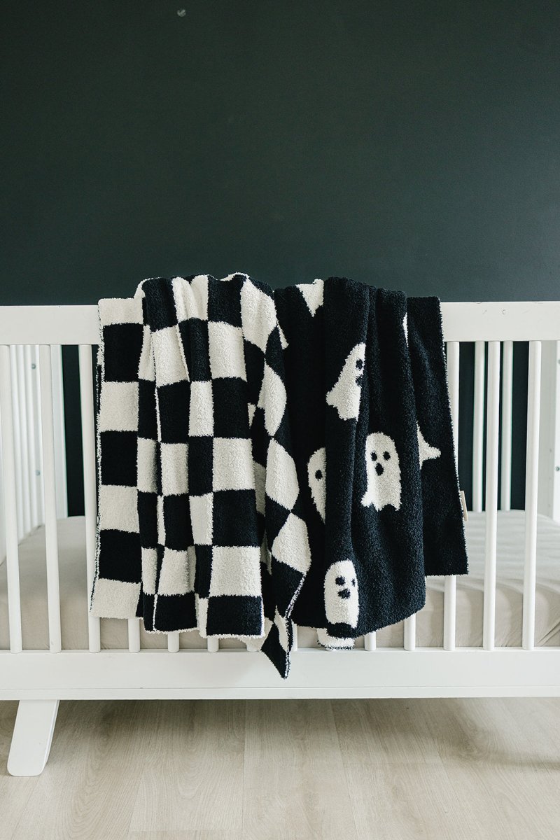 Black + White Checkered Plush Blanket - LITTLE RAD THINGS