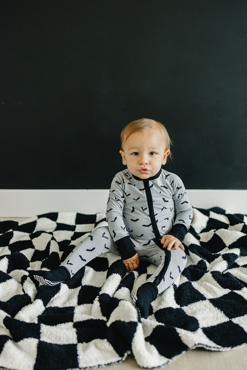 Black + White Checkered Plush Blanket - LITTLE RAD THINGS