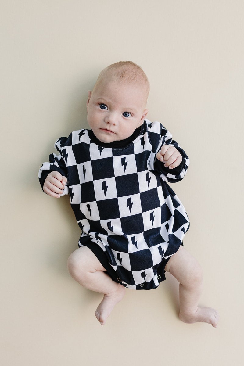 Bubble Romper | Charcoal Bolts - LITTLE RAD THINGS