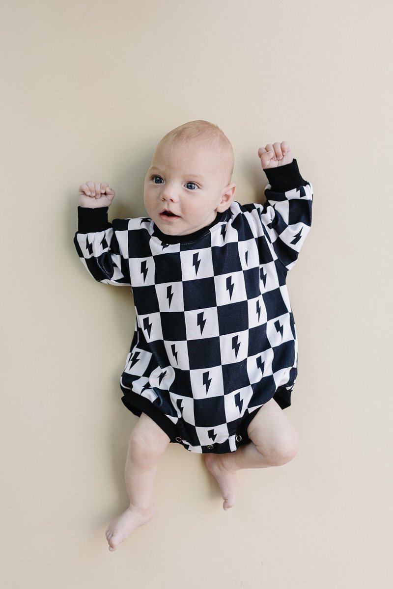 Bubble Romper | Charcoal Bolts - LITTLE RAD THINGS