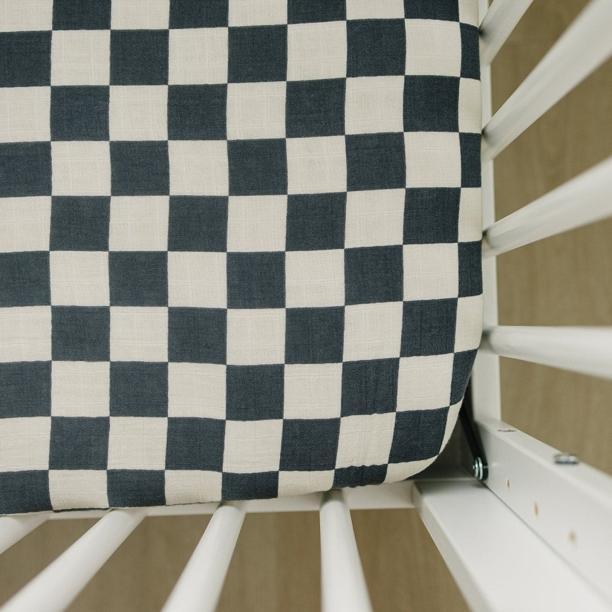 Charcoal Checkered Muslin Crib Sheet - LITTLE RAD THINGS
