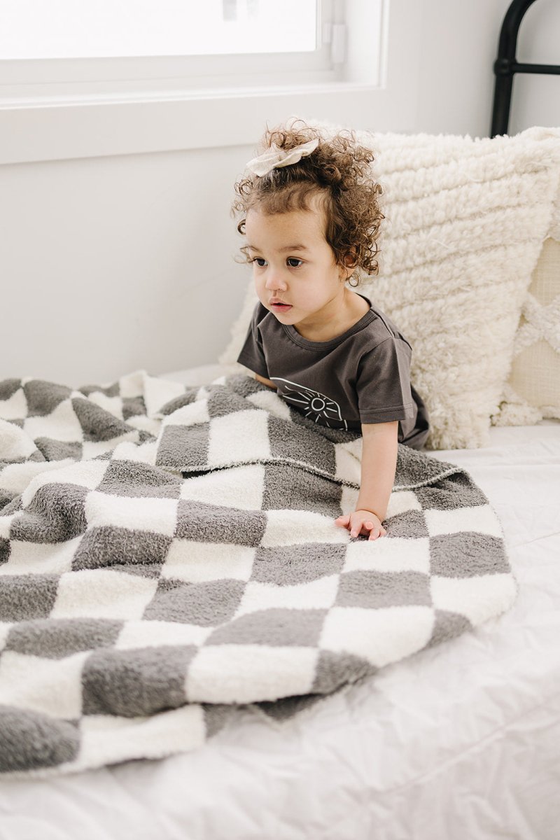 Charcoal Checkered Plush Blanket - LITTLE RAD THINGS
